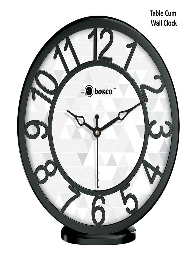 Bosco Modern Non Ticking Silent,Black and White with Decorative Frame 20 CM Table Cum Round Wall Clock for Home, Living Room, Bed Room, Office and Kitchen- BWC-1202 - Image 3